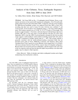 Analysis of the Cleburne, Texas, Earthquake Sequence from June