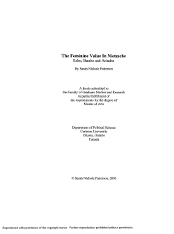 The Feminine Value In Nietzsche - CURVE