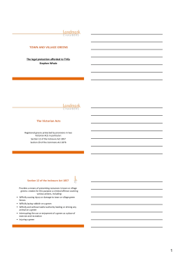 TOWN AND VILLAGE GREENS The Victorian Acts