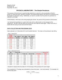 PHYSICS LABORATORY: The Simple Pendulum