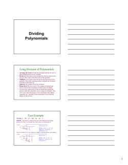 Dividing Polynomials - MDC Faculty Web Pages