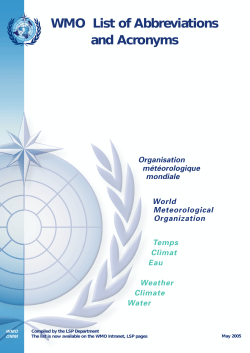 WMO List of Abbreviations and Acronyms Organisation
