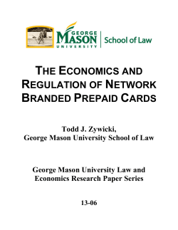 the economics and regulation of network branded prepaid cards