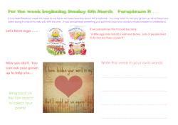 For the week beginning Sunday 8th March. Paraphrase it