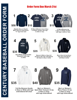 C E N T U R Y B A S E B A L L O R D E R F O R M