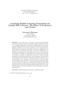 Acquiring English Language Prepositions by Iranian EFL Learners