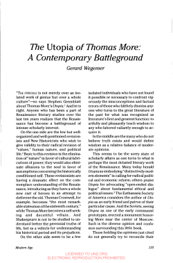 The Utopia of Thomas More: A Contemporary Battleground