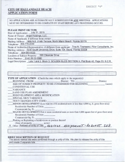 CITY OF HALLANDALE BEACH APPLICATION FORM