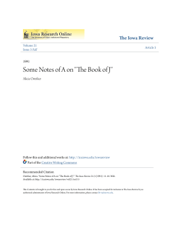 Some Notes of A on "The Book of J"