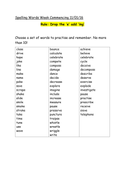 Spelling Words Week Commencing 11/01/16 Rule: Drop the `e` add