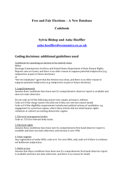 Free and Fair Elections &ndash; A New Database Codebook Sylvia Bishop