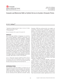 Semantic and Rhetorical Shift as Stylistic Devices
