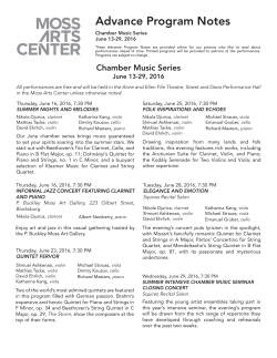 Advance Program Notes - Moss Arts Center