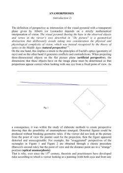ANAMORPHOSES (introduction 1) The definition of perspective as