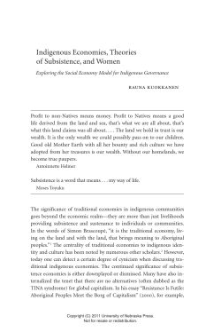 Indigenous Economies, Theories of Subsistence, and Women