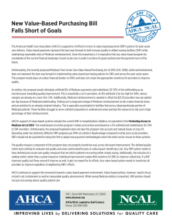 Issue Brief: New Value-Based Purchasing Agreement