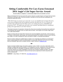 Sitting Comfortably Pet Care Earns Esteemed 2014 Angie`s List