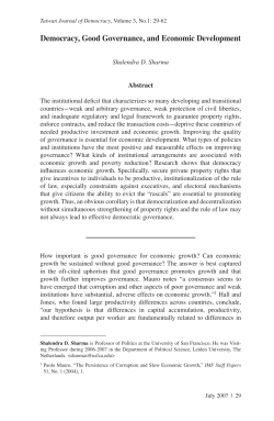 Democracy, Good Governance, and Economic Development