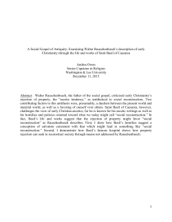 A Social Gospel of Antiquity: Examining Walter Rauschenbusch`s