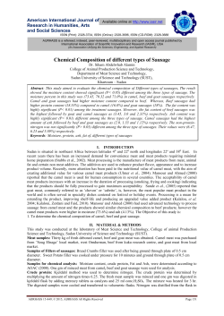 Chemical Composition of different types of Sausage