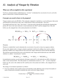 12. Analysis of Vinegar by Titration