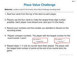 Place Value Challenge - K-5 Math Teaching Resources