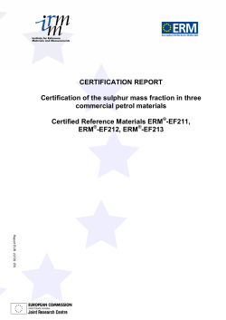 CERTIFICATION REPORT Certification of the sulphur mass fraction