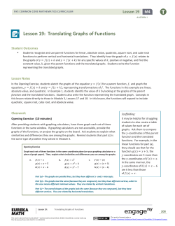 Lesson 19: Translating Graphs of Functions