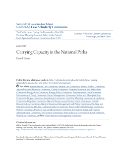 Carrying Capacity in the National Parks