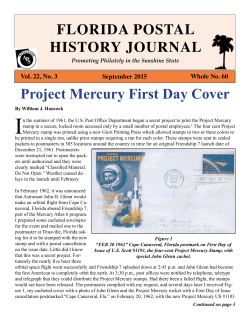FLORIDA POSTAL HISTORY JOURNAL Project Mercury First Day