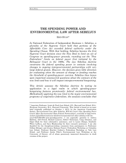 The Spending Power and Environmental Law After Sebelius