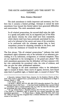 Sixth Amendment and the Right to Counsel