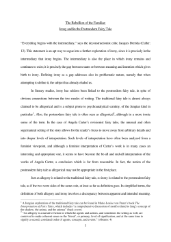 The Rebellion of the Familiar: Irony and/in the Postmodern Fairy Tale
