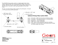 Optional Timing Pulley System BOM
