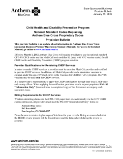Child Health and Disability Prevention Program National Standard