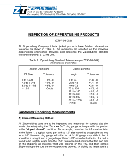 INSPECTION OF ZIPPERTUBING PRODUCTS Customer Receiving