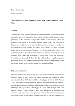Seeking the Author in the Formal Features of Travel Blogs