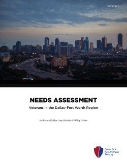Needs Assessment: Veterans in the Dallas-Fort