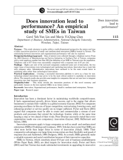 Does innovation lead to performance? An empirical