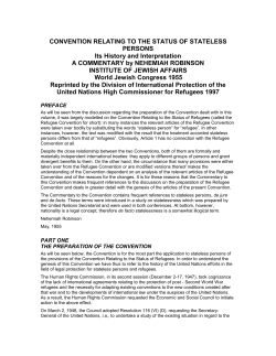 CONVENTION RELATING TO THE STATUS OF STATELESS