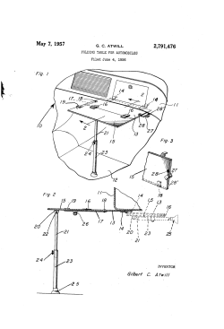 Folding table for automobiles