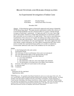 An Experimental Investigation of Indian Caste