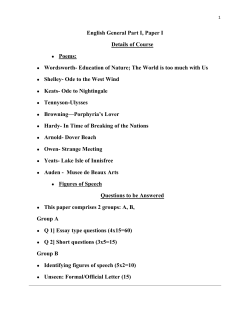English General Part I, Paper I Details of Course Poems