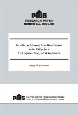 Benefits (and Losses) from Rent Control in the Philippines: An