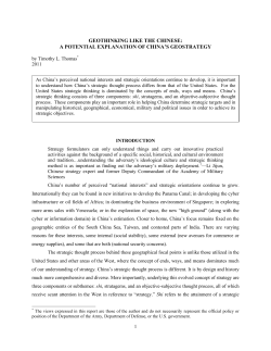 geothinking like the chinese: a potential explanation of china`s