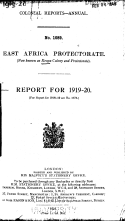 Annual Report of the Colonies, East Africa Protectorate, Kenya
