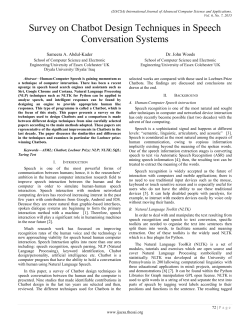 Survey on Chatbot Design Techniques in Speech Conversation