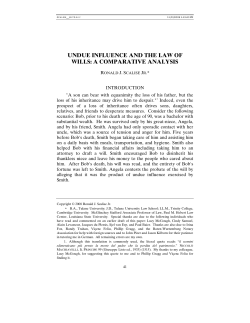 Undue Influence and the Law of Wills: A Comparative Analysis