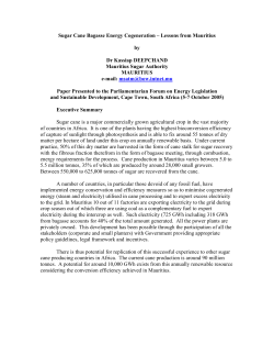 Energy from Sugar Cane Bagasse on a Commercially Sustainable