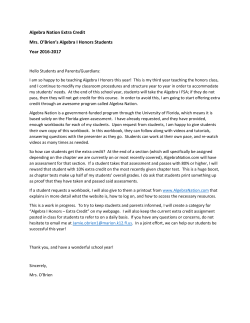 Algebra Nation Extra Credit Mrs. O`Brien`s Algebra I Honors